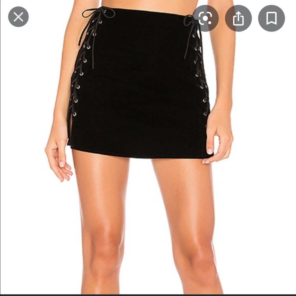 NEVER WORN black velvet lace-up skirt.